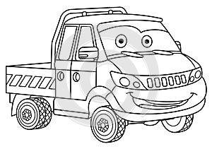 Coloring page with delivery truck cargo van