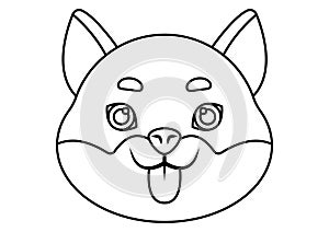 Coloring Page of a Dog Shiba Head Vector Illustration