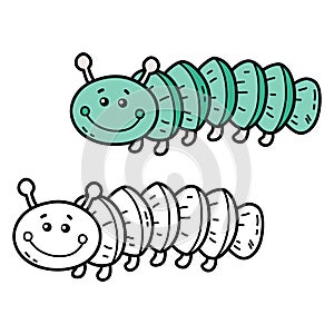 coloring page of doodle caterpillar