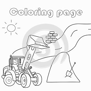 Coloring page. Excavator