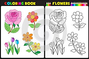 Coloring page flowers