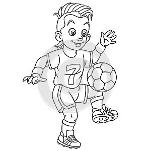 Coloring page with footballer football player