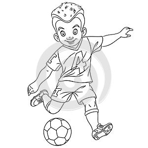 Coloring page with footballer, football player
