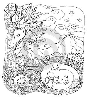 Coloring page forest animals