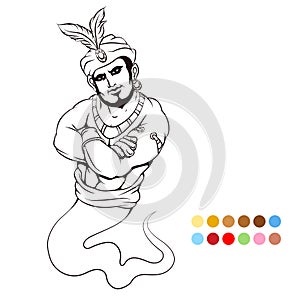 Coloring page with genie