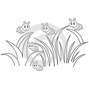 Coloring page - Grass and bug