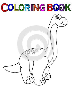 Coloring Page. Green Dinosaur vector illustration. Apatosaurus Brachiosaurus or Brontosaurus. Cartoon character.