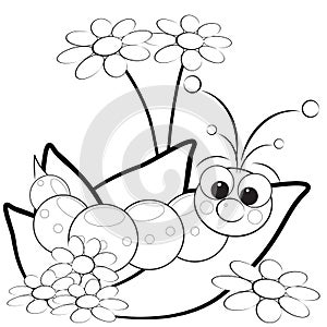 Coloring page - Grub and flowers photo