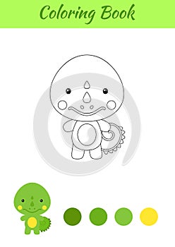 Coloring page happy little baby iguana. Printable coloring book for kids. Educational activity for kindergarten and preschool with