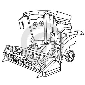 Coloring page with harvester combine