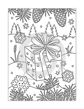 Coloring page with holiday present