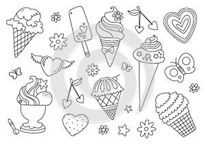 Coloring Page with Ice Creams