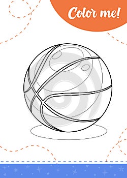 Coloring page for kids with basketball ball