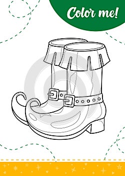 Coloring page for kids with cartoon Leprechaun boots