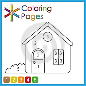 coloring page for kids, color the parts of the object according to numbers, color by numbers