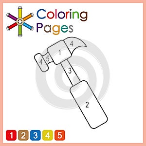 coloring page for kids, color the parts of the object according to numbers, color by numbers