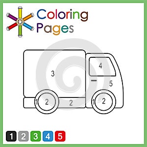 Coloring page for kids, color the parts of the object according to numbers, color by numbers