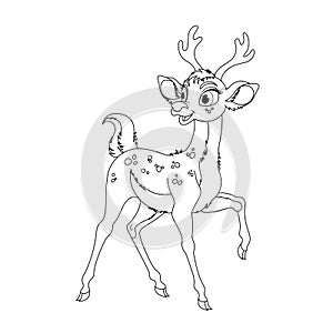 Coloring page for kids with cute deer.