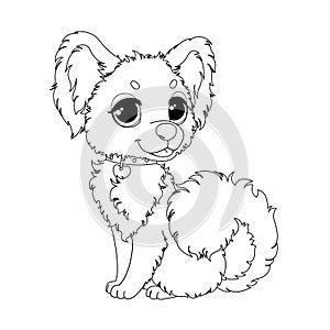 Coloring page for kids with cute dog.