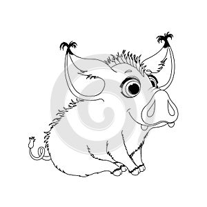 Coloring page for kids with cute pig.