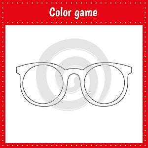 Coloring page for kids education and activity. Color glasses. book. Vector black and white illustration on white