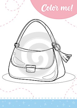Coloring page for kids with girls bag