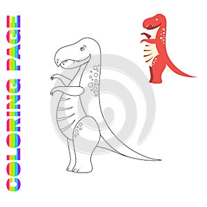 Coloring page for kids with Tyrannosaur