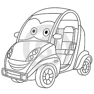Coloring page with mini car vehicle