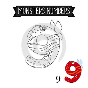 Coloring page monsters number 9