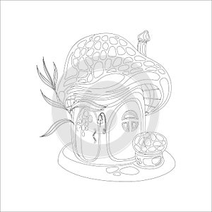 Coloring page with mushroom house
