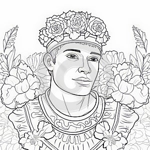 Coloring Page: Nero Of The Kamba People With Flower Head