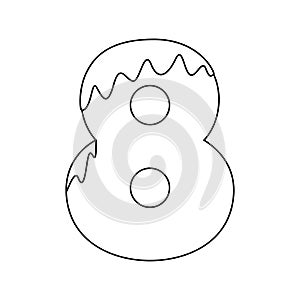 Coloring page with Number 8 for kids