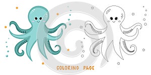 Coloring page of octopus
