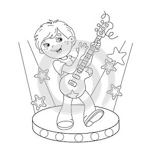 Coloring Page Outline Of boy playing guitar on stage