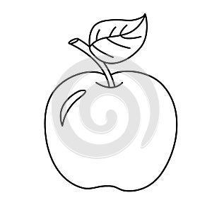 Coloring Page Outline Of cartoon apple. Fruits. Coloring book photo