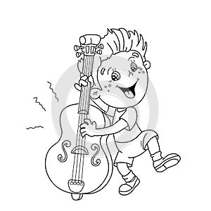 Coloring Page Outline Of cartoon Boy playing the cello