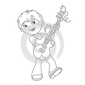 Coloring Page Outline Of cartoon boy playing guitar