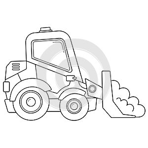 Coloring Page Outline Of cartoon bulldozer. Construction vehicles. Coloring book for kids