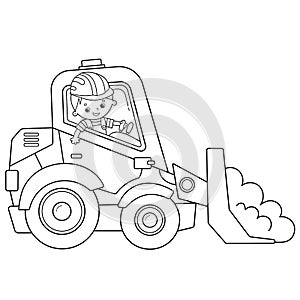 Coloring Page Outline Of cartoon bulldozer. Construction vehicles. Coloring book for kids