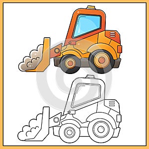 Coloring Page Outline Of cartoon bulldozer. Construction vehicles. Coloring book for kids