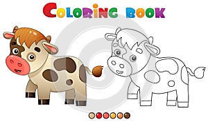 Coloring Page Outline of cartoon calf or kid of cow. Farm animals. Coloring book for kids
