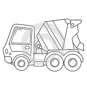 Coloring Page Outline Of cartoon concrete mixer. Construction vehicles. Coloring book for kids