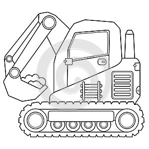 Coloring Page Outline Of cartoon crawler excavator. Construction vehicles. Coloring book for kids