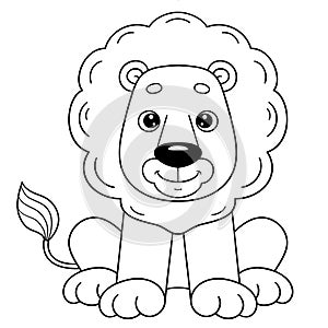 Coloring Page Outline Of cartoon cute lion. Coloring Book for kids