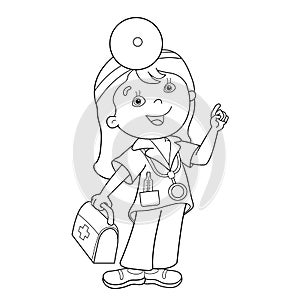 Coloring Page Outline Of cartoon doctor with first aid kit