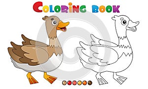 Coloring Page Outline of cartoon duck. Farm animals. Coloring book for kids