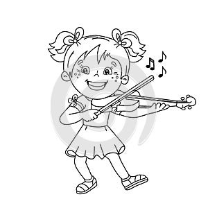 Coloring Page Outline Of cartoon girl playing the violin