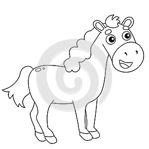 Coloring Page Outline of cartoon horse. Farm animals. Coloring book for kids