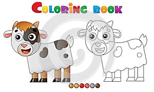 Coloring Page Outline of cartoon kid of goat. Farm animals. Coloring book for kids