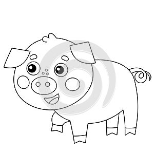 Coloring Page Outline of cartoon little piggy. Farm animals. Coloring book for kids
